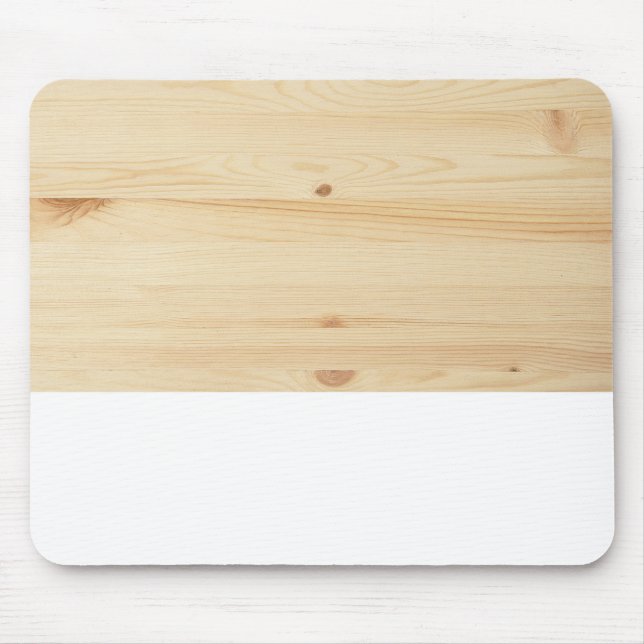 Modern light brown white rustic wood mouse mat (Front)