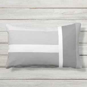 Modern light dark grey white stripes pattern lumbar cushion