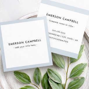 Modern light dusty blue border professional square business card