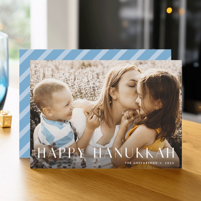 Modern Light | Elegant Single Photo Hanukkah Holiday Card (Creator Uploaded)