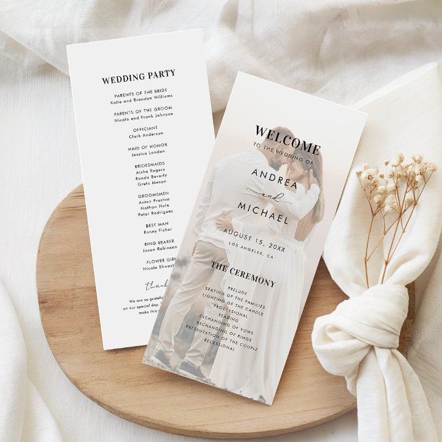 Modern Light Faded Transparent Photo Wedding Programme (Creator Uploaded)