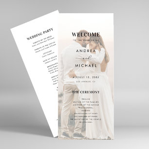 Modern Light Faded Transparent Photo Wedding Programme