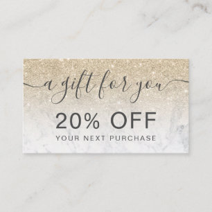 Modern light gold glitter marble ombre discount card