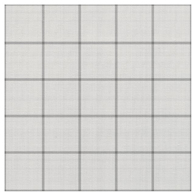 Modern Light Gray Windowpane Plaid Fabric (Close Up)