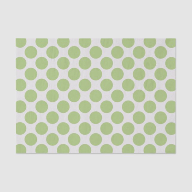 Modern Light Green and White Large Polka Dots Tissue Paper (Front)