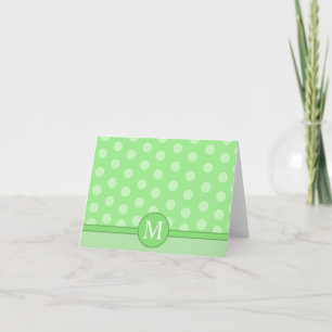 Modern Light Green Polka Dot Note Card Thank you