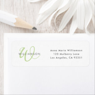 Modern Light Green Script Monogram