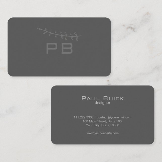 Modern Light Grey Anthracite Professional Business Card (Front/Back)