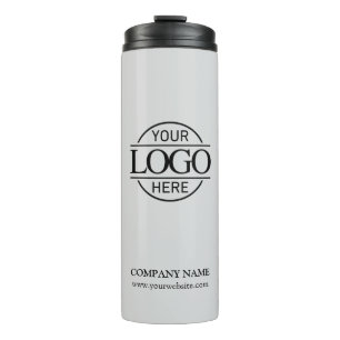 Modern Light Grey Branded Company Business Logo Thermal Tumbler