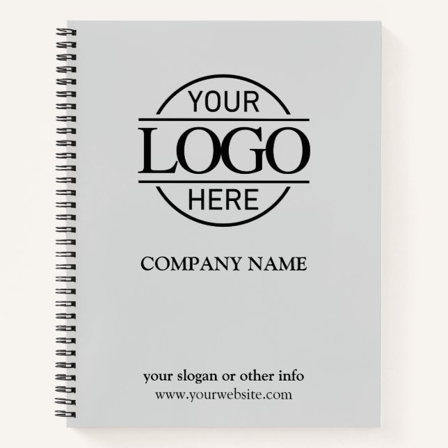 Modern Light Grey Business Corporate Company Logo Notebook (Front)