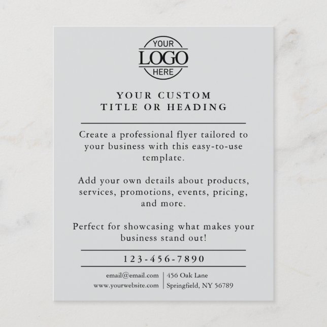 Modern Light Grey Business Logo Promotional Flyer (Front)