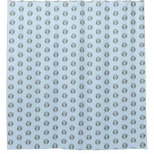 Modern Light Grey Gemstone Pattern on Light Blue Shower Curtain