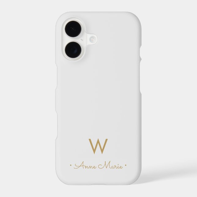 Modern Light Grey Gold Script Monogram (Back)
