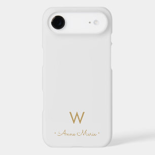 Modern Light Grey Gold Script Monogram