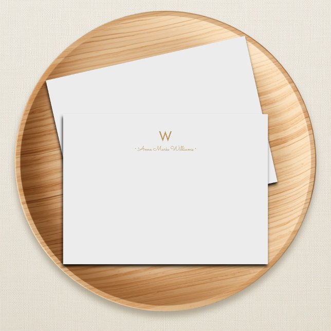 Modern Light Grey Gold Script Monogram Card (Creator Uploaded)