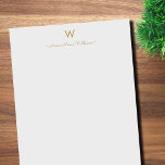 Modern Light Grey Gold Script Monogram Notepad<br><div class="desc">A modern,  elegant monogram design with gold handwritten minimalist script typography and sans serif block typography on an elegant pale pastel Light Grey background. The monogram and name can be easily personalised.</div>