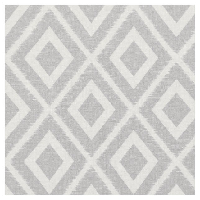 Modern Light Grey Ikat Pattern Fabric (Close Up)