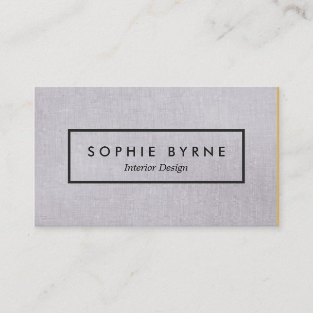 Modern Light Grey Linen LOOK Interior Designer Business Card (Front)