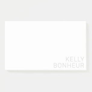 Modern Light Grey Name On White Post-it Notes