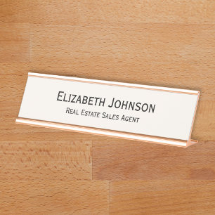 Modern Light Ivory Professional Business Office Desk Name Plate