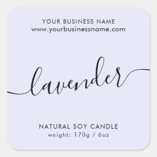Modern light lavender script candle product label