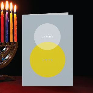 Modern Light & Love Grey & Gold Folded Hanukkah Holiday Card