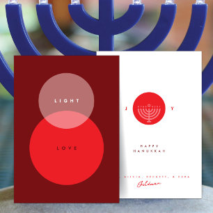 Modern Light & Love Red Hanukkah  Card