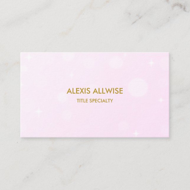 Modern light orbs on rose gold business card (Front)