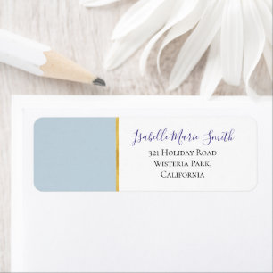 Modern Light Orchid Blue Wedding Return Address