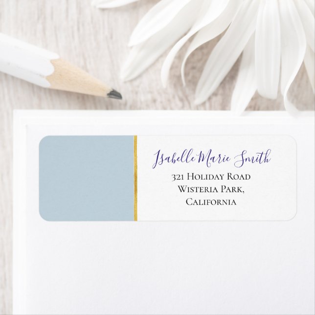 Modern Light Orchid Blue Wedding Return Address (Insitu)