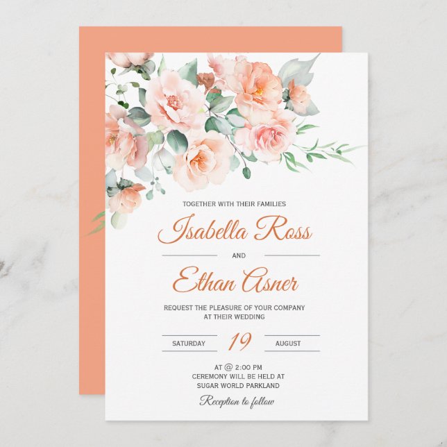 Modern Light Peach Wedding Template (Front/Back)