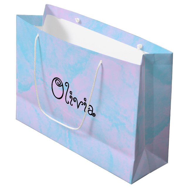 Modern Light Pink and Blue Gift Bag (Front Angled)