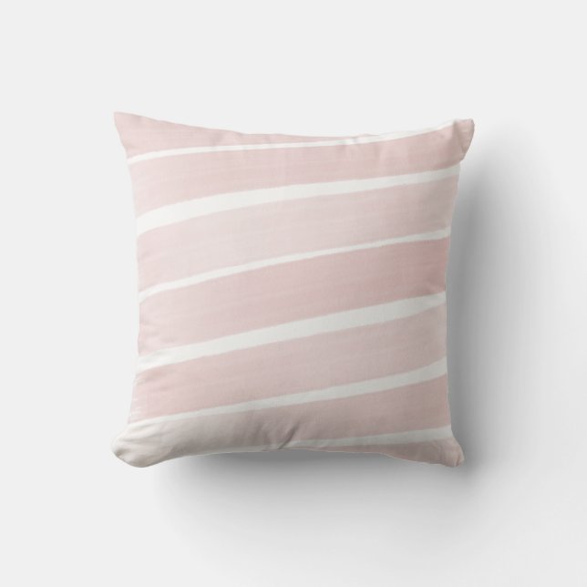 Modern Light Pink and White Soft Stripes Cushion (Front)