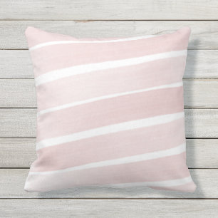 Modern Light Pink and White Soft Stripes Cushion