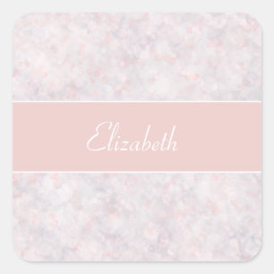 Modern Light Pink Bokeh Custom Name Sticker
