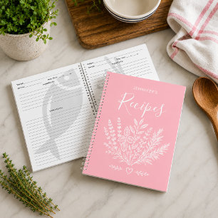 Modern Light Pink Family Cookbook Notebook