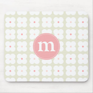 Modern Light Pink & Grey Cute Personalised Mouse Mat