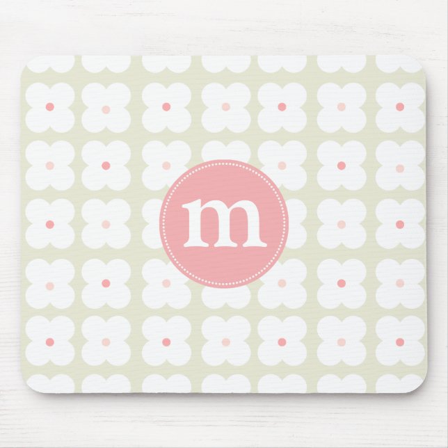Modern Light Pink & Grey Cute Personalised Mouse Mat (Front)