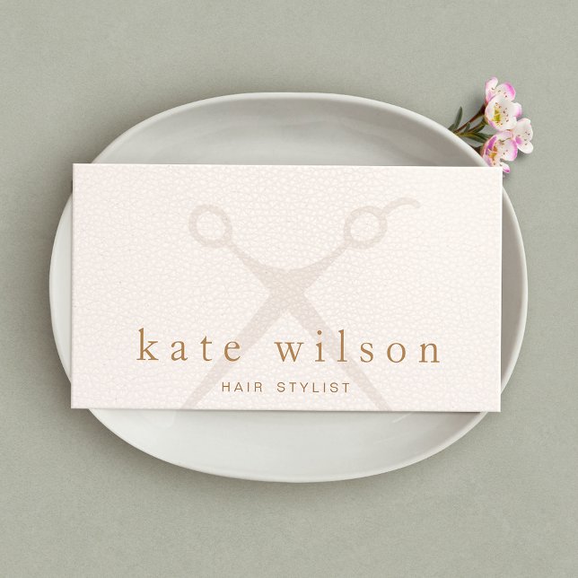 Modern Light Pink Hair Stylist Salon Scissors Business Card (Creator Uploaded)