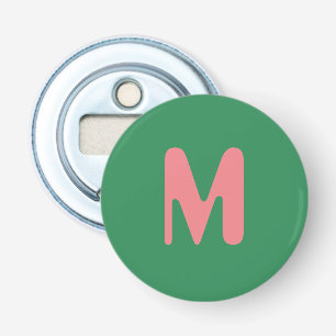 Modern Light Pink Initial Letter   Seaweed Green Bottle Opener