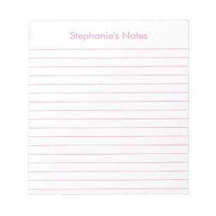 Modern Light Pink Lined Personalized Notepad