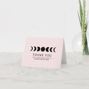 Modern Light Pink Moon Phases Elegant Thank You Card