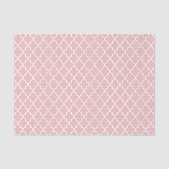 Modern Light Pink Moroccan Quatrefoil Tissue Paper (Front)