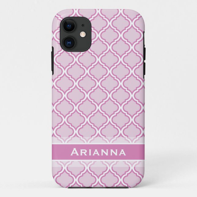 Modern Light Pink Moroccan Trellis Case-Mate iPhone Case (Back)