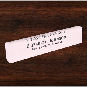 Modern Light Pink Professional Business Executive Nameplate