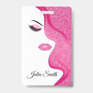 Modern Light Pink with Glitter Effect ID Badge