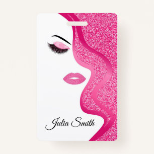 Modern Light Pink with Glitter Effect ID Badge