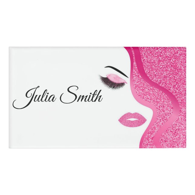 Modern Light Pink with Glitter Effect Name Tag (Front)