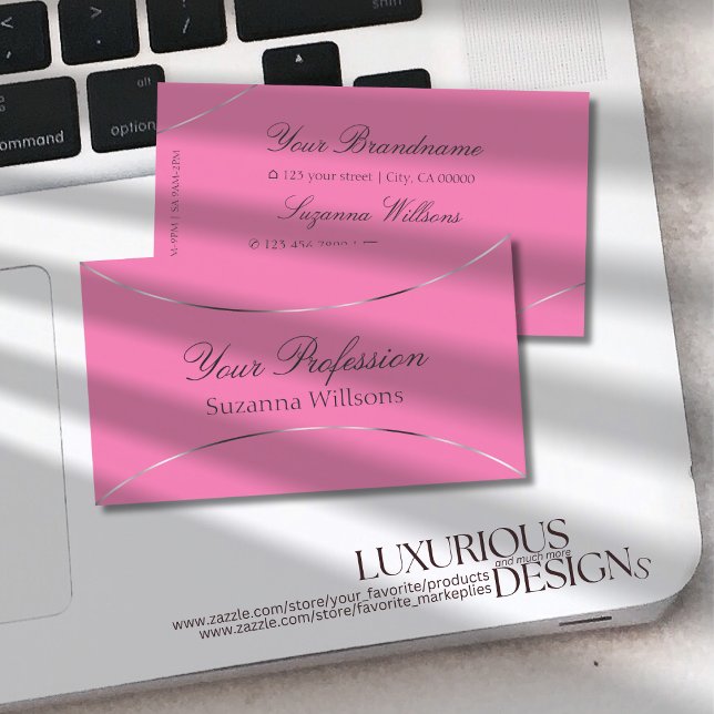 Modern Light Pink with Silver Shimmer Decor Simply Business Card (Creator Uploaded)