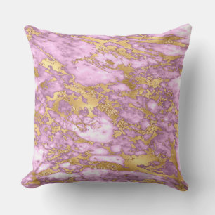 Modern Light Purple and Gold Marble Pattern Cushion